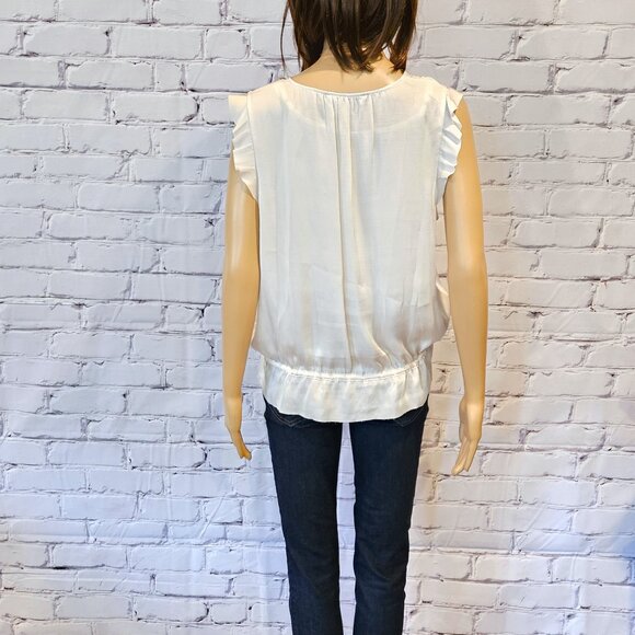 BANANA REPUBLIC, Sleeveless ivory v-neck blouse with front tie - Picture 9 of 13
